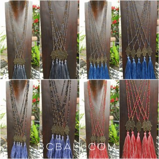 50 pieces free shipping mix color hamsa necklace pendant tassels crystal 